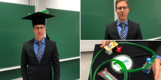 Collage Herr Meier mit Doktorhut